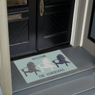 Adirondack Stairs Navy Blue und Aqua Personalisier Fußmatte