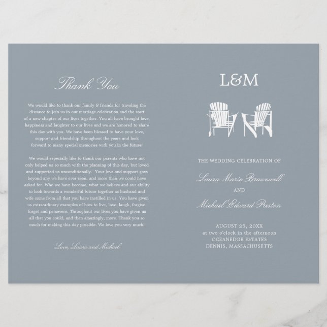 Adirondack Stairs Silver Gray Wedding Program (Vorderseite)
