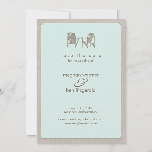 Adirondack-Stühle Hochzeit speichern das Datum Save The Date (Vorderseite)
