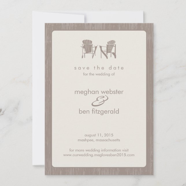 Adirondack-Stühle Hochzeit speichern das Datum Save The Date (Vorderseite)