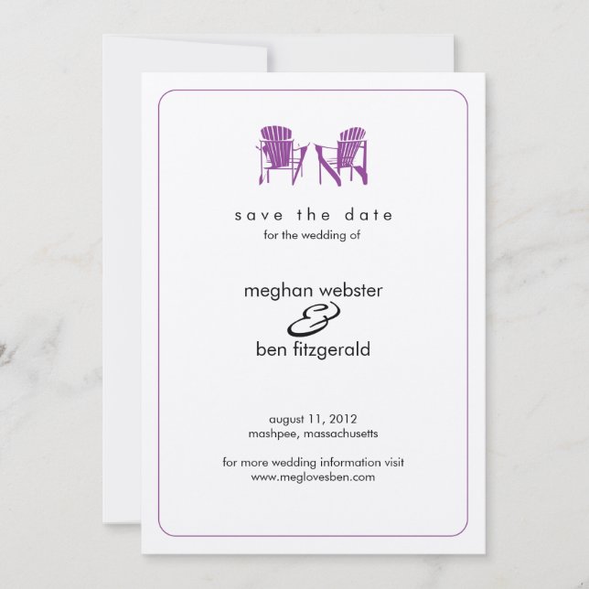 Adirondack-Stühle Hochzeit speichern das Datum Save The Date (Vorderseite)
