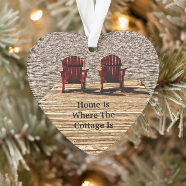Adirondack Stühle rot Zuhause ist der Ort, an dem  Ornament (Baum)