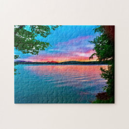 Adirondack sunset on the lake puzzle