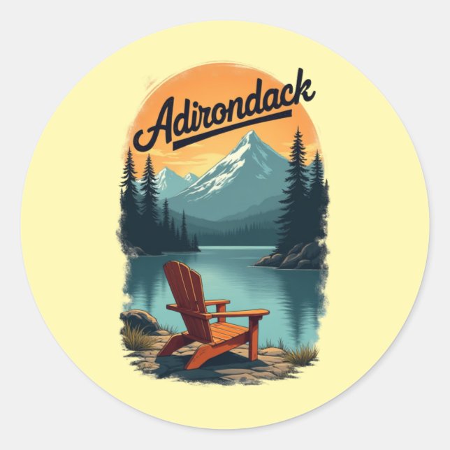 Adirondack Vintager Sitzplatz Runder Aufkleber (Vorderseite)