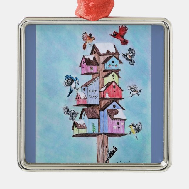 adirondack Vögel Ornament Aus Metall (Vorne)