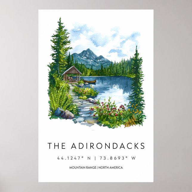 Adirondacks-Aquarellposter Adirondacks-Reise Poster (Vorne)