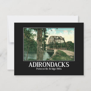 Adirondacks, Pottersville NY Bridge Vintag Postkarte