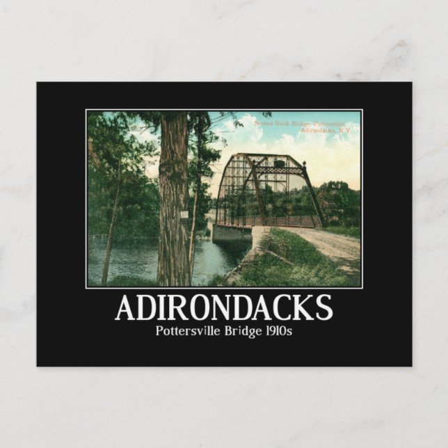 Adirondacks, Pottersville NY Bridge Vintag Postkarte (Vorderseite)