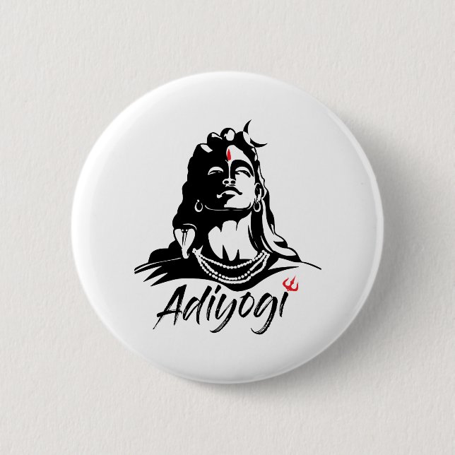 Adiyogi oder Adhi Yogi Shiva Mahadev Om hindisch Button (Vorderseite)