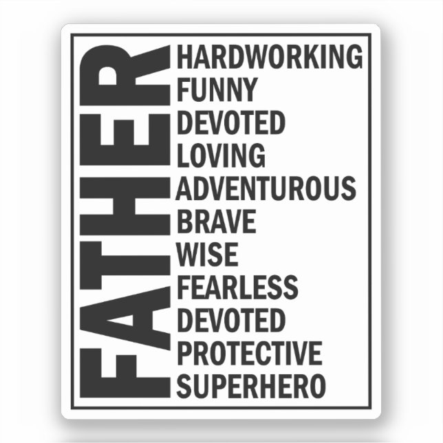 Adjektiv Vatertag Cooler Vater Definition Aufkleber (Vorderseite)