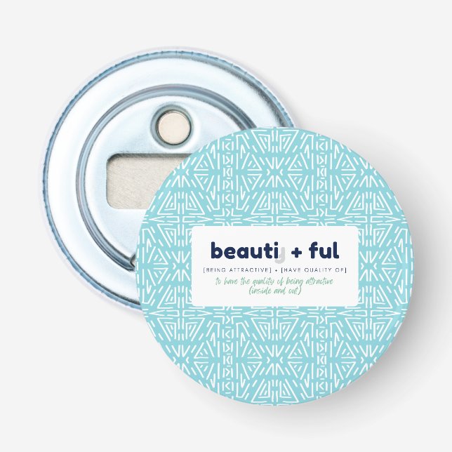 Adjektive Aufschlüsselung - schön Flaschenöffner (Vorderseite)