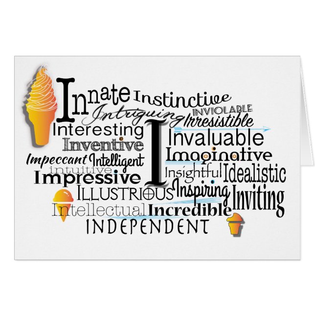 Adjektive Word Cloud beginnt mit Buchstabe I (Vorderseite (Horizontal))