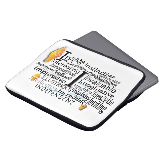 Adjektive Word Cloud beginnt mit Buchstabe I Laptopschutzhülle (Vorne Oben)