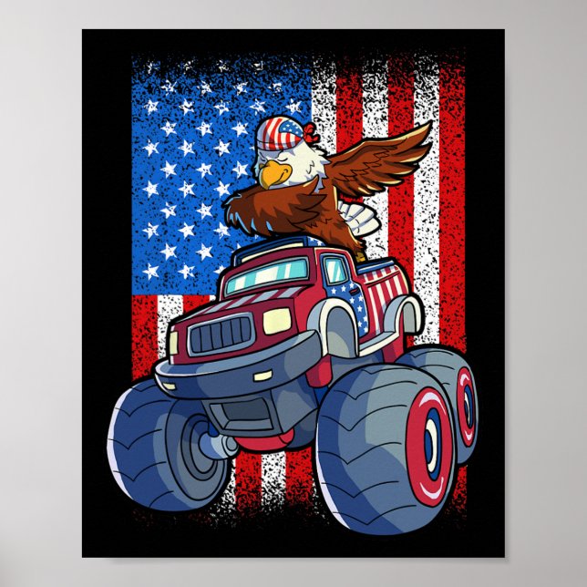 Adle Monster Truck 4. Juli Jungen amerikanische Fl Poster (Vorne)