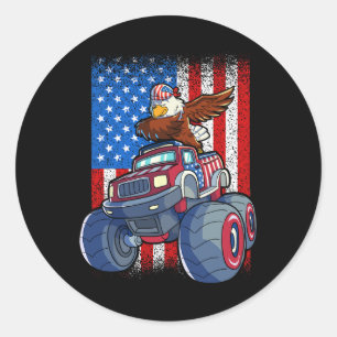 Adle Monster Truck 4. Juli Jungen amerikanische Fl Runder Aufkleber