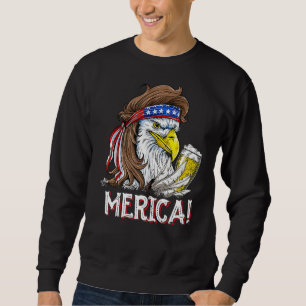 Adle Mullet 4. Juli Bier US-amerikanische Flagge i Sweatshirt