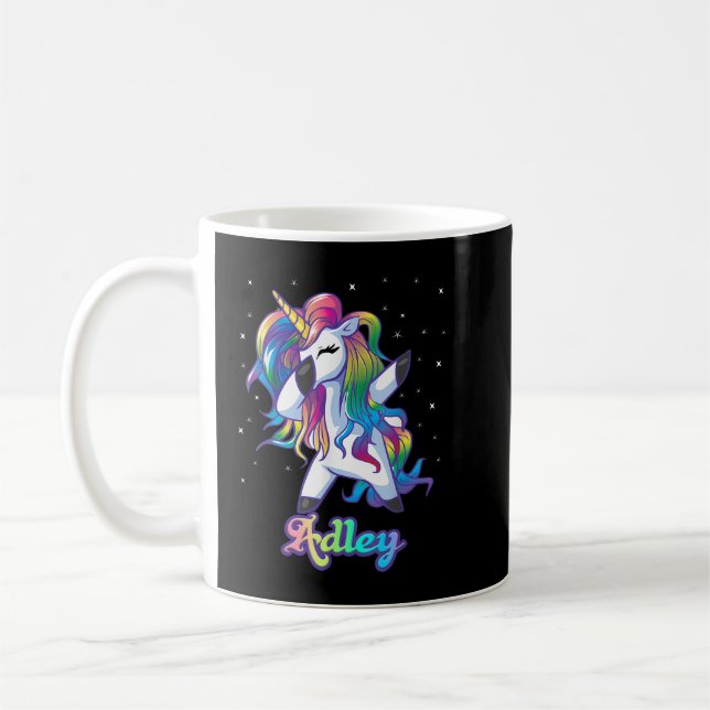 ADLEN Name Personalisiert Custom Rainbow Unicorn D Kaffeetasse (Links)