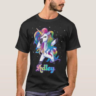 ADLEN Name Personalisiert Custom Rainbow Unicorn D T-Shirt