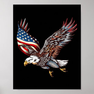 Adler Amerikanische Flagge 4. Juli Adler Geschenke Poster