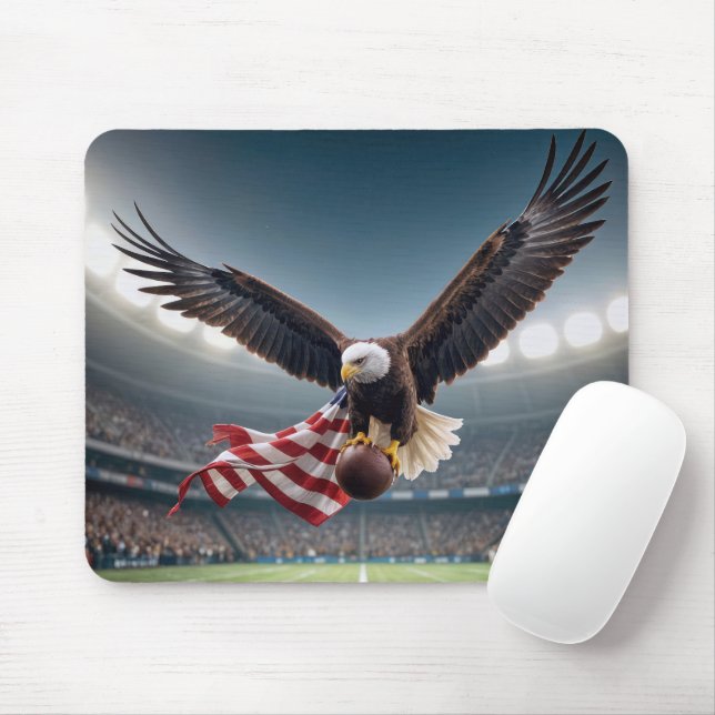Adler auf Bald mit Fußball und Flagge Mousepad (Mit Mouse)
