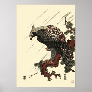 Adler auf Kiefer Antikes Japanisches Druckwerk Poster