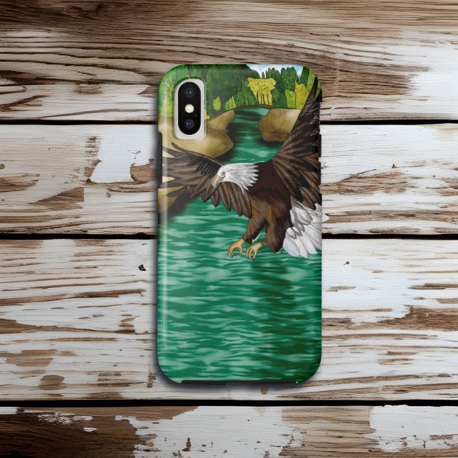 Adler Bald über Fluss und Berge fliegen Case-Mate iPhone Hülle (Von Creator hochgeladen)