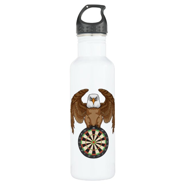 Adler bei Darts mit Dartboard Edelstahlflasche (Vorderseite)