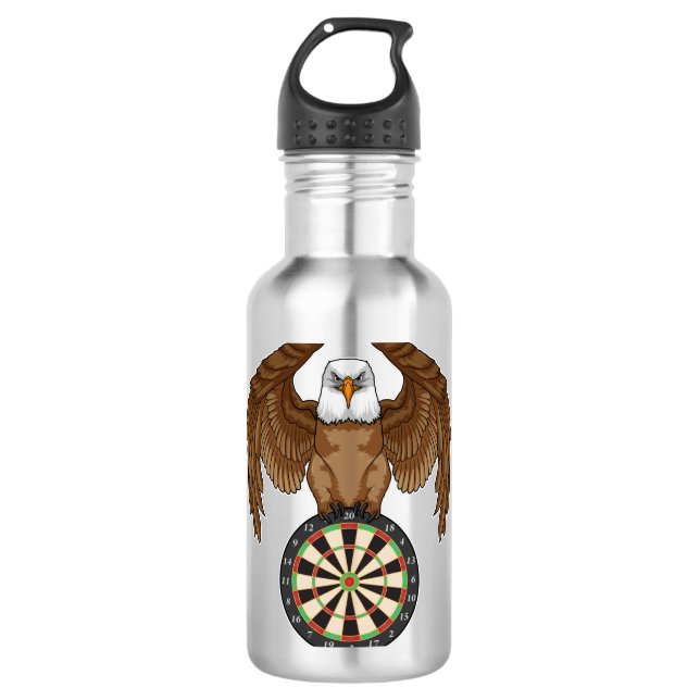 Adler bei Darts mit Dartboard Edelstahlflasche (Vorderseite)