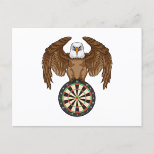 Adler bei Darts mit Dartboard Postkarte