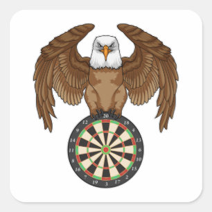Adler bei Darts mit Dartboard Quadratischer Aufkleber