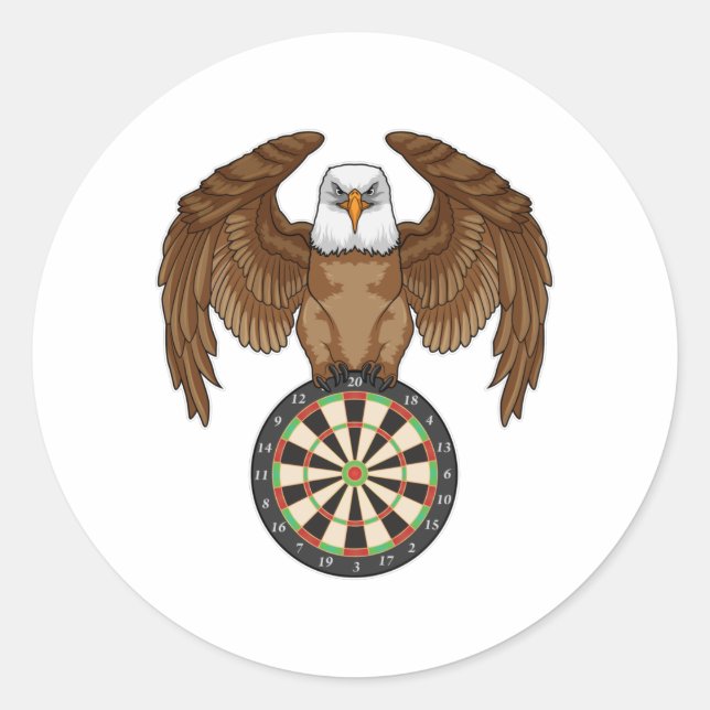 Adler bei Darts mit Dartboard Runder Aufkleber (Vorderseite)