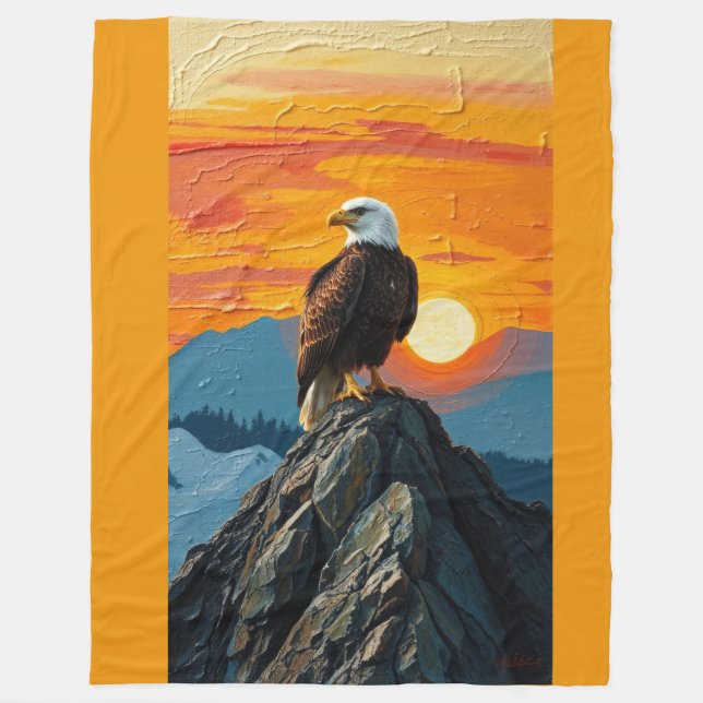 Adler bei Sonnenuntergang Fleecedecke (Vorderseite)
