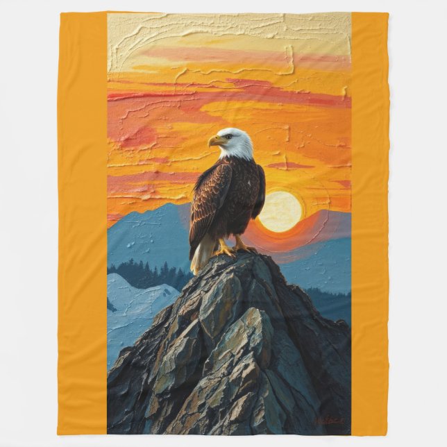 Adler bei Sonnenuntergang Fleecedecke (Vorderseite)