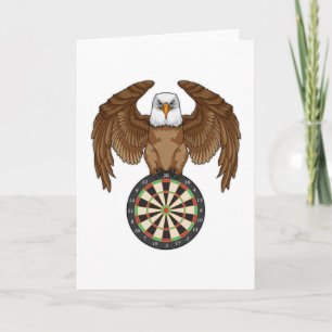 Adler beim Dartspiel mit Dartboard Karte