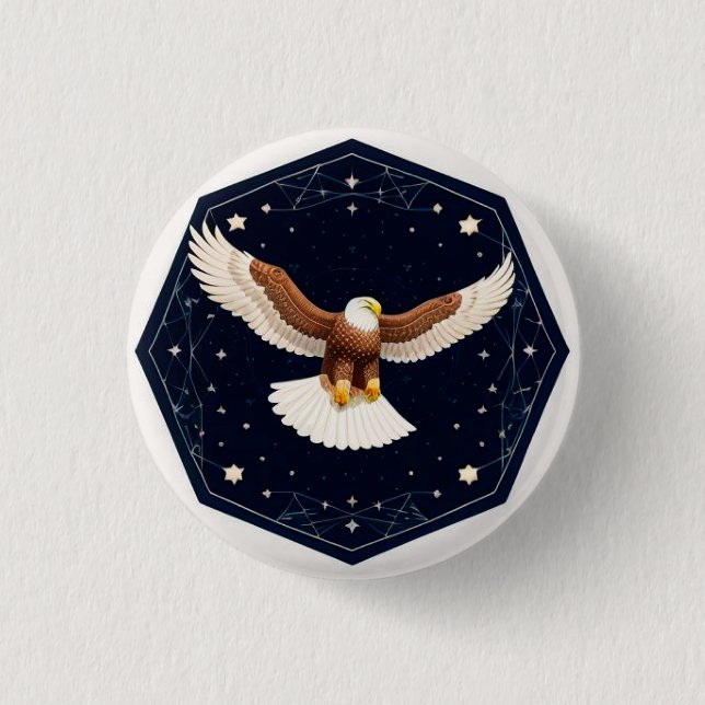 Adler, der vor sternidem Hintergrund fliegt Button (Vorderseite)