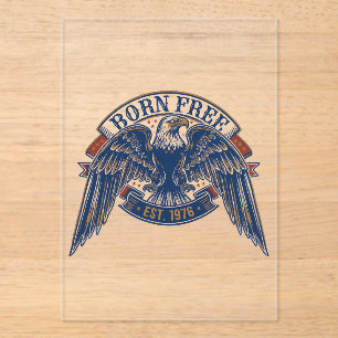 Adler-Emblem mit Born Free-Banner, majestätischer Acryleinladungen