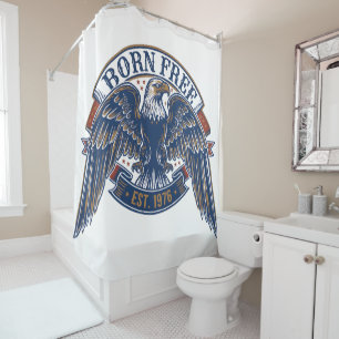 Adler-Emblem mit Born Free-Banner, majestätischer Duschvorhang