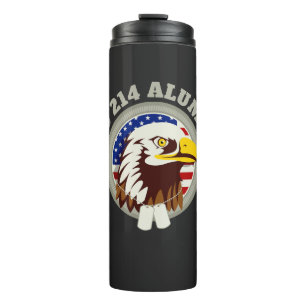 Adler-Emblem USA-Flagge DD 214 Alumni Schwarz Thermosbecher