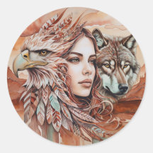Adler - Frau - Wolf - Aquarellkunst 1 - Fanspass