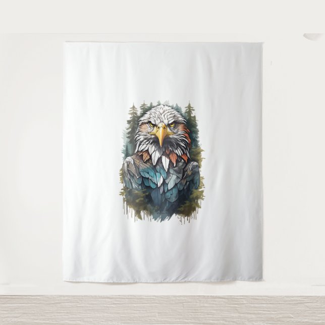 Adler Head in Forest Wandteppich (Vorderseite)