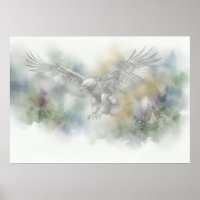 Adler im Flug - Wasserfarben-Wildlife-Poster