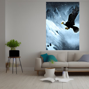 Adler im schneebedeckten Berg AI Art Poster
