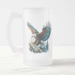 Adler in Aquarell Mattglas Bierglas