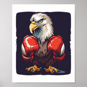 Adler in Boxhandschuhen für eine starke und widers Poster
