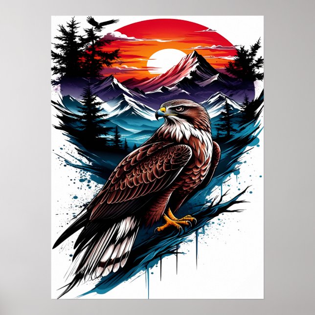 Adler in den Bergen Poster (Vorne)