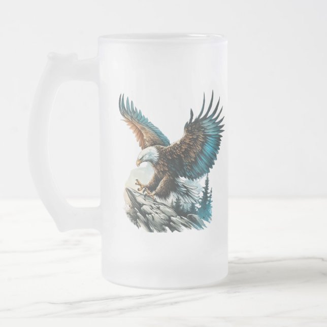 Adler in Wasserfarbe Mattglas Bierglas (Links)