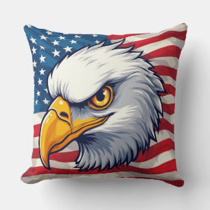 Adler-Kopf-Grafik-T-Shirt – USA-Stolz-Bekleidung Kissen