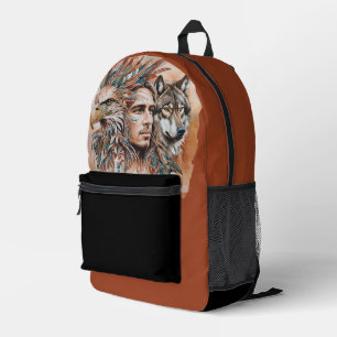 Adler - Mann - Wolf - Aquarellkunst 1 - Fanspass Bedruckter Rucksack