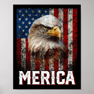 Adler Merica Patriotische USA-Flagge Adler der Fre Poster