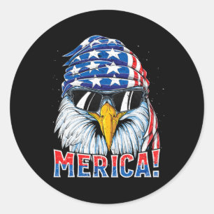 Adler Merica T-Shirt 4. Juli Merica Männer Jungen  Runder Aufkleber